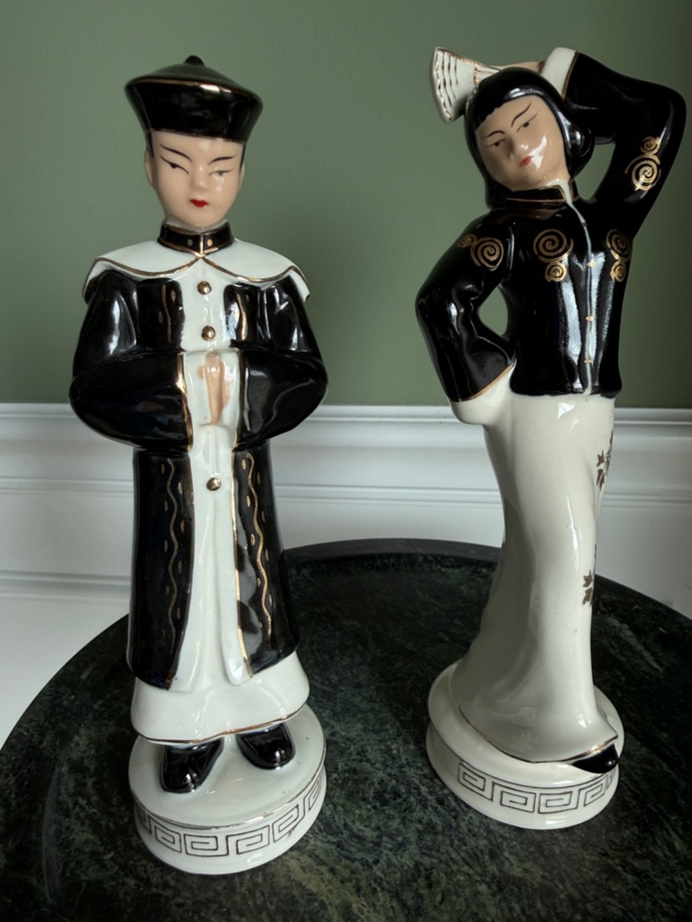 Vintage Porcelain Asian Couple Figurines made in Occupied Japan Moryama